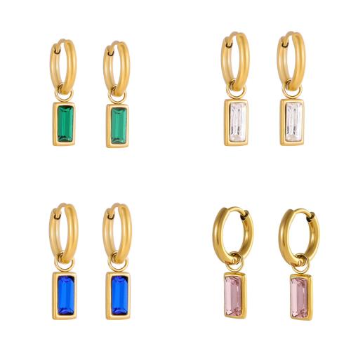 Pendentifs en acier inoxydable zircons cubiques, Acier inoxydable 304, Placage de couleur d'or, bijoux de mode & pavé de micro zircon, plus de couleurs à choisir, Vendu par paire