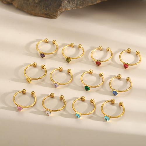 Bague en acier inoxydable Incrusté de zircon, Acier inoxydable 304, Placage de couleur d'or, bijoux de mode & pavé de micro zircon, plus de couleurs à choisir, Vendu par PC