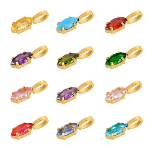 Pendentifs en acier inoxydable zircons cubiques, Acier inoxydable 304, lune, Placage de couleur d'or, DIY & pavé de micro zircon, plus de couleurs à choisir, Vendu par PC