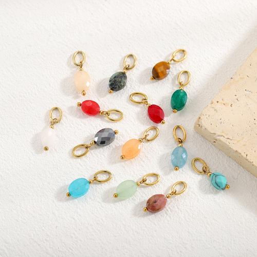 Stainless Steel Pendants, 304 Stainless Steel, with Gemstone, gold color plated, DIY 