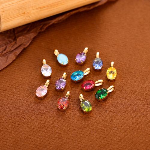 Pendentifs en acier inoxydable zircons cubiques, Acier inoxydable 304, Placage de couleur d'or, DIY & pavé de micro zircon, plus de couleurs à choisir, Vendu par PC