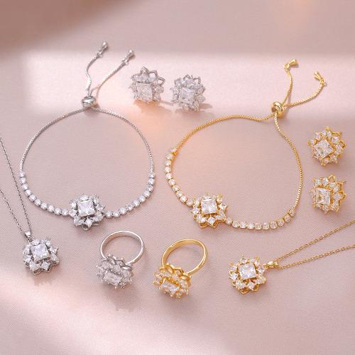 Zirkonia Micro Pave Schmucksets Messing, plattiert, drehbare & verschiedene Stile für Wahl & Micro pave Zirkonia & für Frau, keine, verkauft von PC[