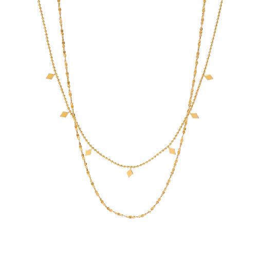304ステンレススチール ネックレス, 18Kゴールドメッキ, ダブルレイヤー & ファッションジュエリー & 女性用, 売り手 パソコン