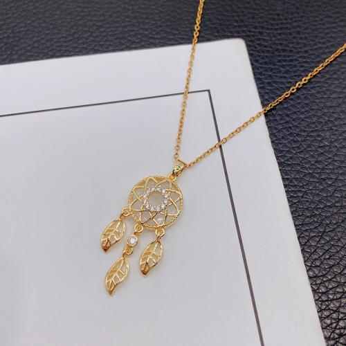 Collier en laiton strass, avec résine, Placage, bijoux de mode & pour femme & avec strass, doré Environ 41-50 cm, Vendu par PC