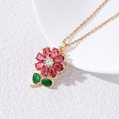 Collier en laiton cubique Zircon Micro Pave, Placage, rotatif & styles différents pour le choix & pavé de micro zircon & pour femme, doré Environ 41-50 cm, Vendu par PC