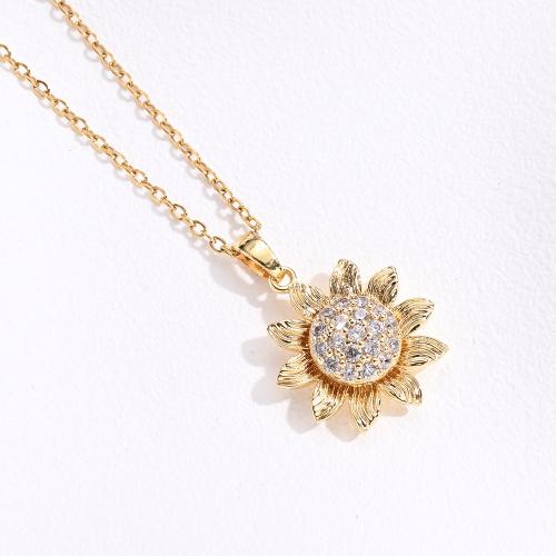 Collier en laiton cubique Zircon Micro Pave, Placage, rotatif & styles différents pour le choix & pavé de micro zircon & pour femme, doré Environ 41-50 cm, Vendu par PC