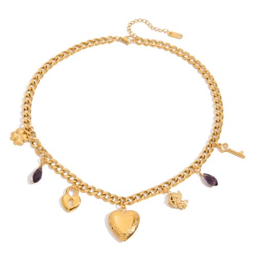 Parures de bijoux en acier inoxydable, Acier inoxydable 304, avec verre, Placage, bijoux de mode & styles différents pour le choix & pour femme, doré, Vendu par PC