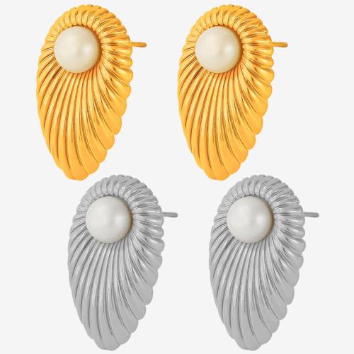 Acier inoxydable 304 boucle d oreille dormeuse, avec perle d'eau douce cultivée, larme, Placage, bijoux de mode & pour femme, plus de couleurs à choisir, Vendu par paire