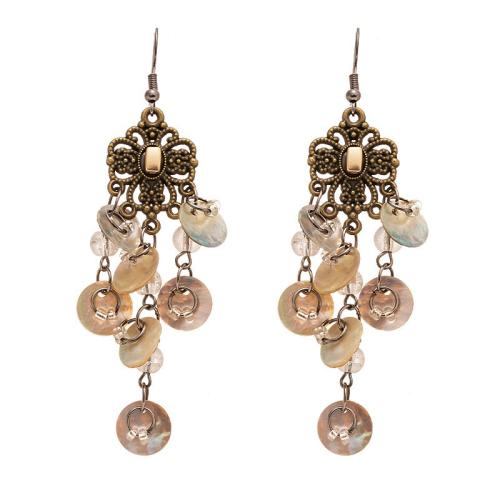Zinc Alloy Drop Earring, with Seedbead & Shell, plated, fashion jewelry & for woman 
