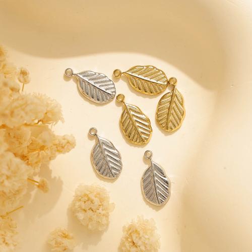 Pendentif Feuille en acier inoxydable, Acier inoxydable 304, Placage, DIY, plus de couleurs à choisir Vendu par sac