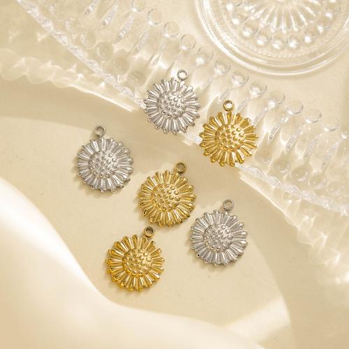 Stainless Steel Pendants, 304 Stainless Steel, Sunflower, plated, DIY 
