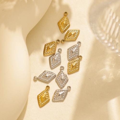 Stainless Steel Pendants, 304 Stainless Steel, Rhombus, plated, DIY 