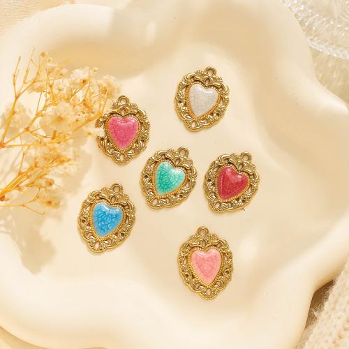 pendentifs de cœur en inox , Acier inoxydable 304, coeur, Placage, DIY & émail, plus de couleurs à choisir Vendu par sac