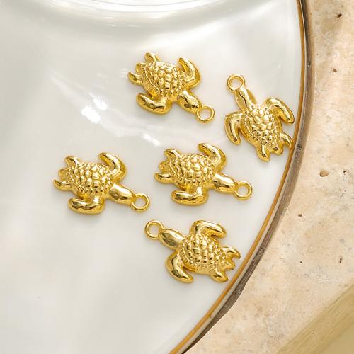 Pendentifs d'animaux en acier inoxydable , Acier inoxydable 304, tortue, Placage de couleur d'or, DIY, doré Vendu par sac