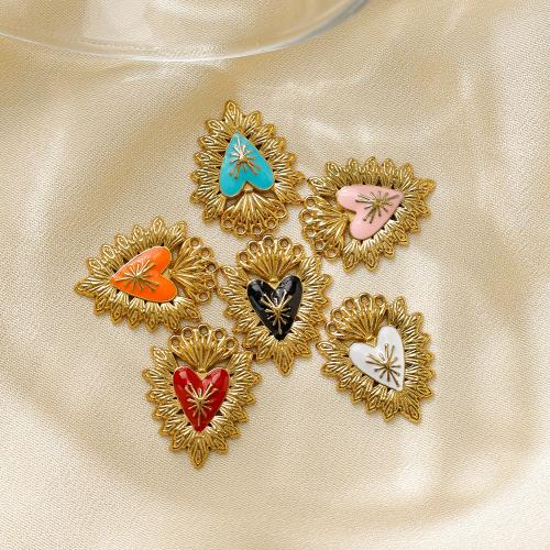 エナメル質のステンレス　ペンダント, 304ステンレススチール, ハート形, ゴールドメッキ, DIY, 金色, 10パソコン/バッグ, 売り手 バッグ