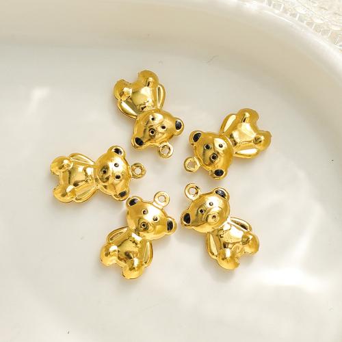 Pendentifs d'animaux en acier inoxydable , Acier inoxydable 304, ours, Placage de couleur d'or, DIY & émail, doré Vendu par sac