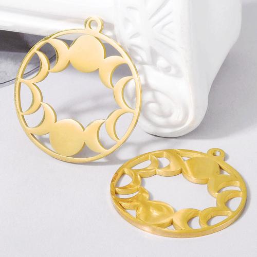 Stainless Steel Hollow Pendant, 304 Stainless Steel, Round, plated, DIY 