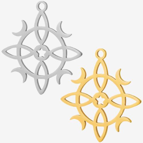 Stainless Steel Hollow Pendant, 304 Stainless Steel, Moon and Star, plated, DIY 