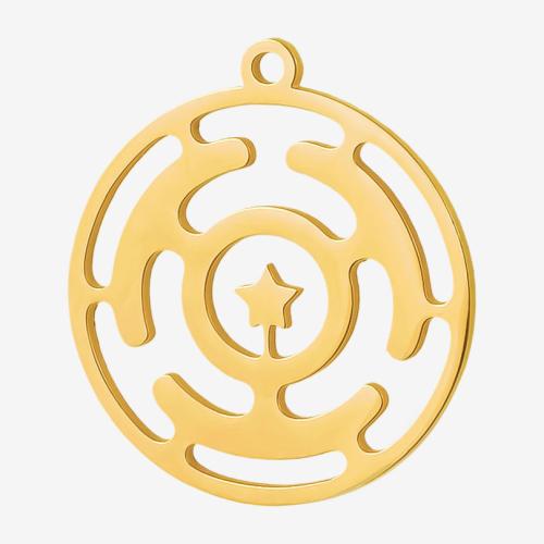 Stainless Steel Hollow Pendant, 304 Stainless Steel, Round, plated, DIY 