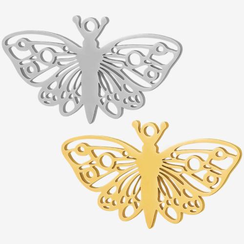 Stainless Steel Hollow Pendant, 304 Stainless Steel, Butterfly, plated, DIY 