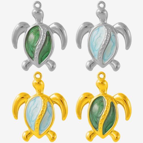 Stainless Steel Hollow Pendant, 304 Stainless Steel, Turtle, plated, DIY & enamel 