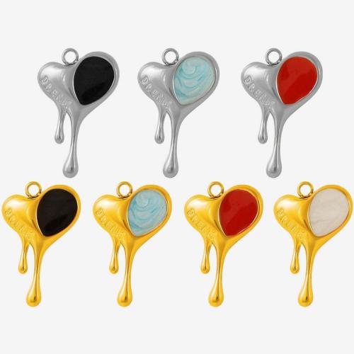 エナメル質のステンレス　ペンダント, 304ステンレススチール, ハート形, メッキ, DIY, 無色, 10パソコン/バッグ, 売り手 バッグ