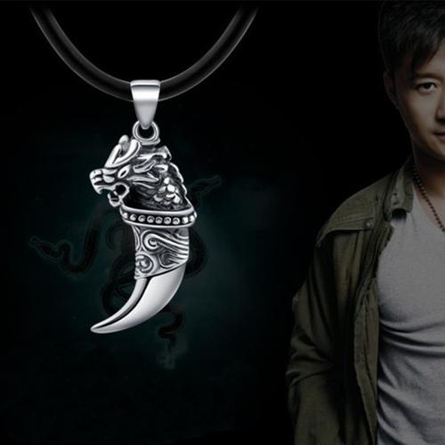 Zinklegierung Halskette, mit Lederband, Wolf-Zahn, Vintage & für den Menschen, Länge:ca. 19.5-31.5 ZollInch, verkauft von PC[