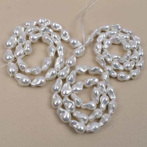 Glass Pearl Beads, irregular, plated, DIY, white 