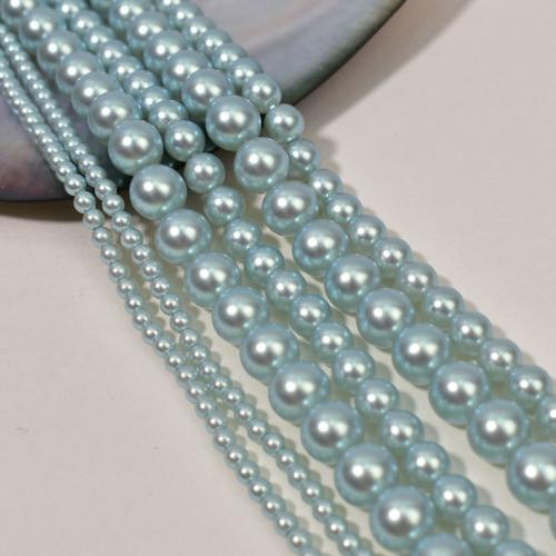 Glass Pearl Beads, Round, gold color plated, DIY, blue 
