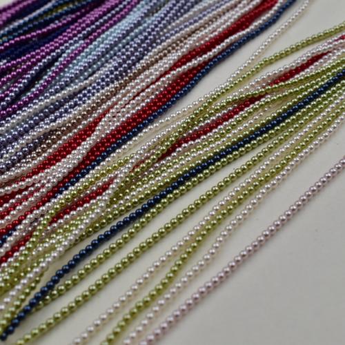Glass Pearl Beads, Round, gold color plated, DIY 