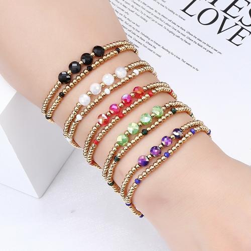 cristal bracelet, avec Acier inoxydable 304, Placage de couleur d'or, bijoux de mode, plus de couleurs à choisir, Vendu par PC