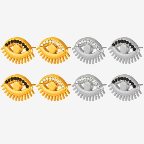 clou d'oreille en acier inoxydable avec stras, Acier inoxydable 304, Placage, pour femme & avec strass & creux, plus de couleurs à choisir, Vendu par paire