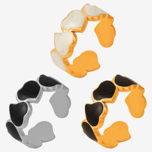 Enamel Stainless Steel Finger Ring, 304 Stainless Steel, plated, fashion jewelry & Unisex 