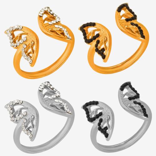 Bague en acier inoxydable , Acier inoxydable 304, Placage, unisexe & avec strass & creux, plus de couleurs à choisir, Vendu par PC