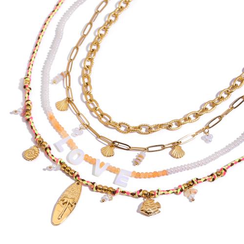 ステンレス鋼のジュエリーネックレス, 304ステンレススチール, とともに 綿糸 & プラスチック製パール, メッキ, ファッションジュエリー & 異なるスタイルを選択 & 女性用, 売り手 パソコン