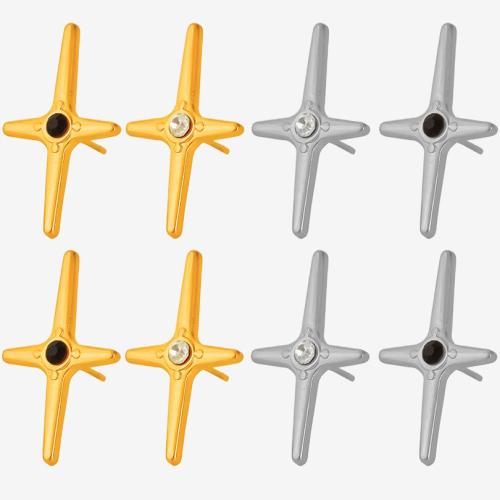 Boucle en acier inoxydable, Acier inoxydable 304, croix, Placage, bijoux de mode & pour femme & avec strass, plus de couleurs à choisir, Vendu par paire