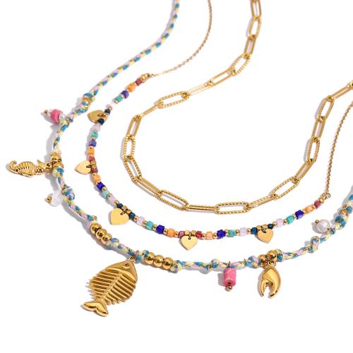 ステンレス鋼のジュエリーネックレス, 304ステンレススチール, とともに 綿糸 & プラスチック製パール, メッキ, ファッションジュエリー & 異なるスタイルを選択 & 女性用, 売り手 パソコン