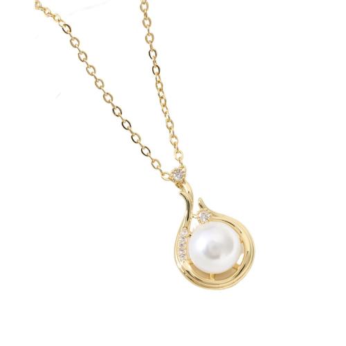 Collier en laiton cubique Zircon Micro Pave, avec perle de plastique, Placage, bijoux de mode & pavé de micro zircon & pour femme, plus de couleurs à choisir cm, Vendu par PC