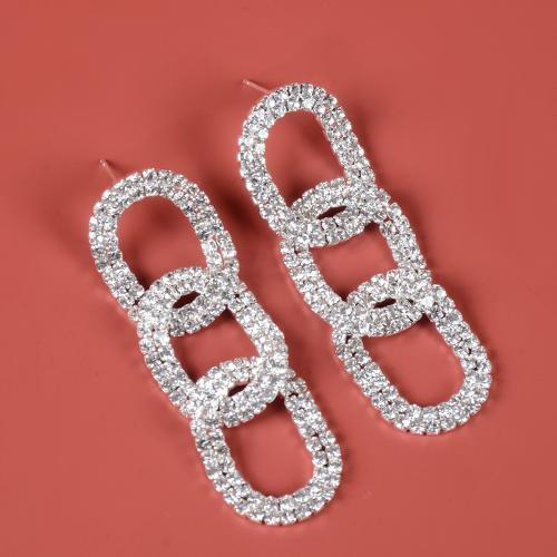 Boucle d'oreille goutte laiton strass, pour femme & avec strass & creux, plus de couleurs à choisir, Vendu par paire