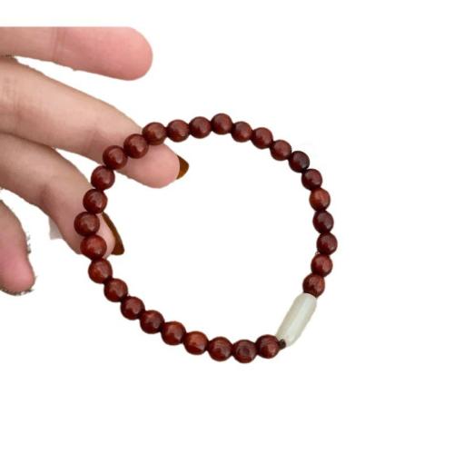 Bois de santal bracelet, avec verre, fait à la main, bijoux de mode & unisexe, couleur de café Environ 17.8 , Vendu par PC