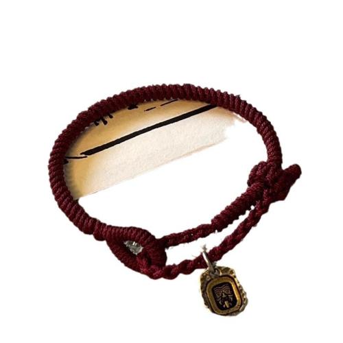 Polyester Cord Bracelet, with Zinc Alloy, handmade, fashion jewelry & for woman Approx 17.8 cm 