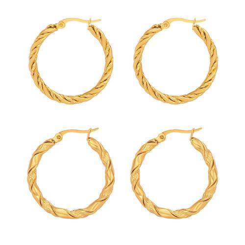 Titanium Steel Earrings, plated, fashion jewelry & for woman, golden 