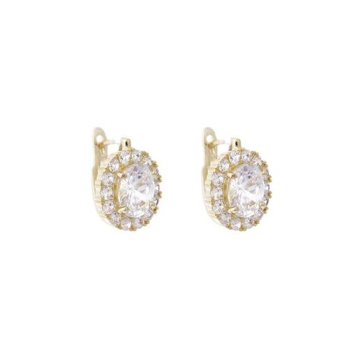 Boucles d'oreilles en laiton zircon cubique pavent, Placage de couleur d'or, DIY & pavé de micro zircon, doré, Vendu par paire