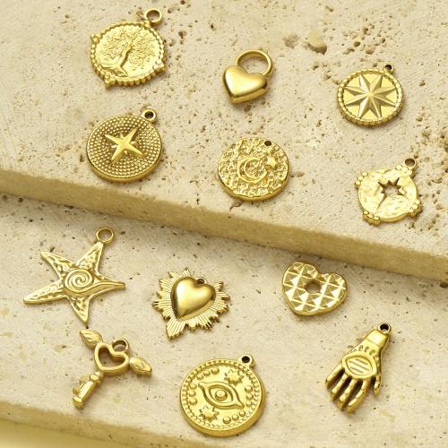 Titanium Steel Pendants, gold color plated, DIY, golden 