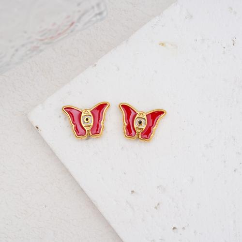 Stainless Steel Beads, 304 Stainless Steel, Butterfly, gold color plated, DIY & enamel 