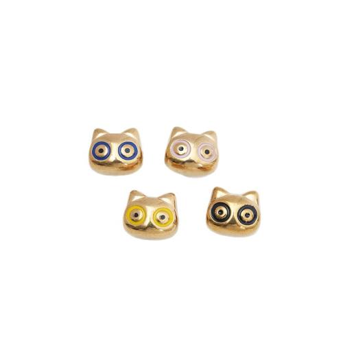 Stainless Steel Beads, 304 Stainless Steel, Cat, gold color plated, DIY & enamel 