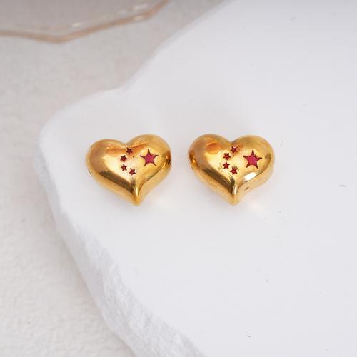 Stainless Steel Beads, 304 Stainless Steel, Heart, plated, DIY & enamel 