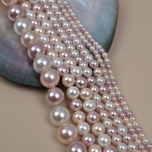 Glass Pearl Beads, Round, gold color plated, DIY, mixed colors 