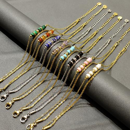 Acier inoxydable 304 bracelet, avec Seedbead & Acier titane, Placage de couleur d'or, bijoux de mode, plus de couleurs à choisir, Vendu par PC