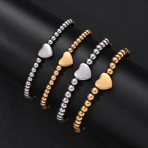 Acier inoxydable Bracelet extensible, Acier inoxydable 304, coeur, Placage de couleur d'or, bijoux de mode, plus de couleurs à choisir, Vendu par PC